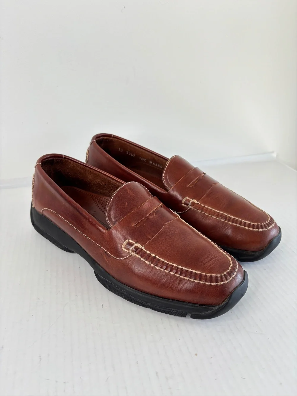 Cole Haan Mens Leather Lug Penny Loafer Size 10.5 Driving Moccasin Gommus Soles